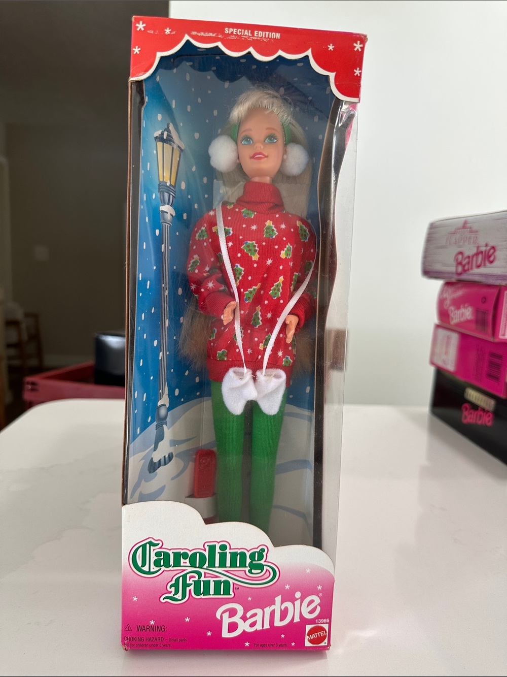 NIB 1995 “Caroling Fun” Barbie Red Holiday Sweater with Green Tights